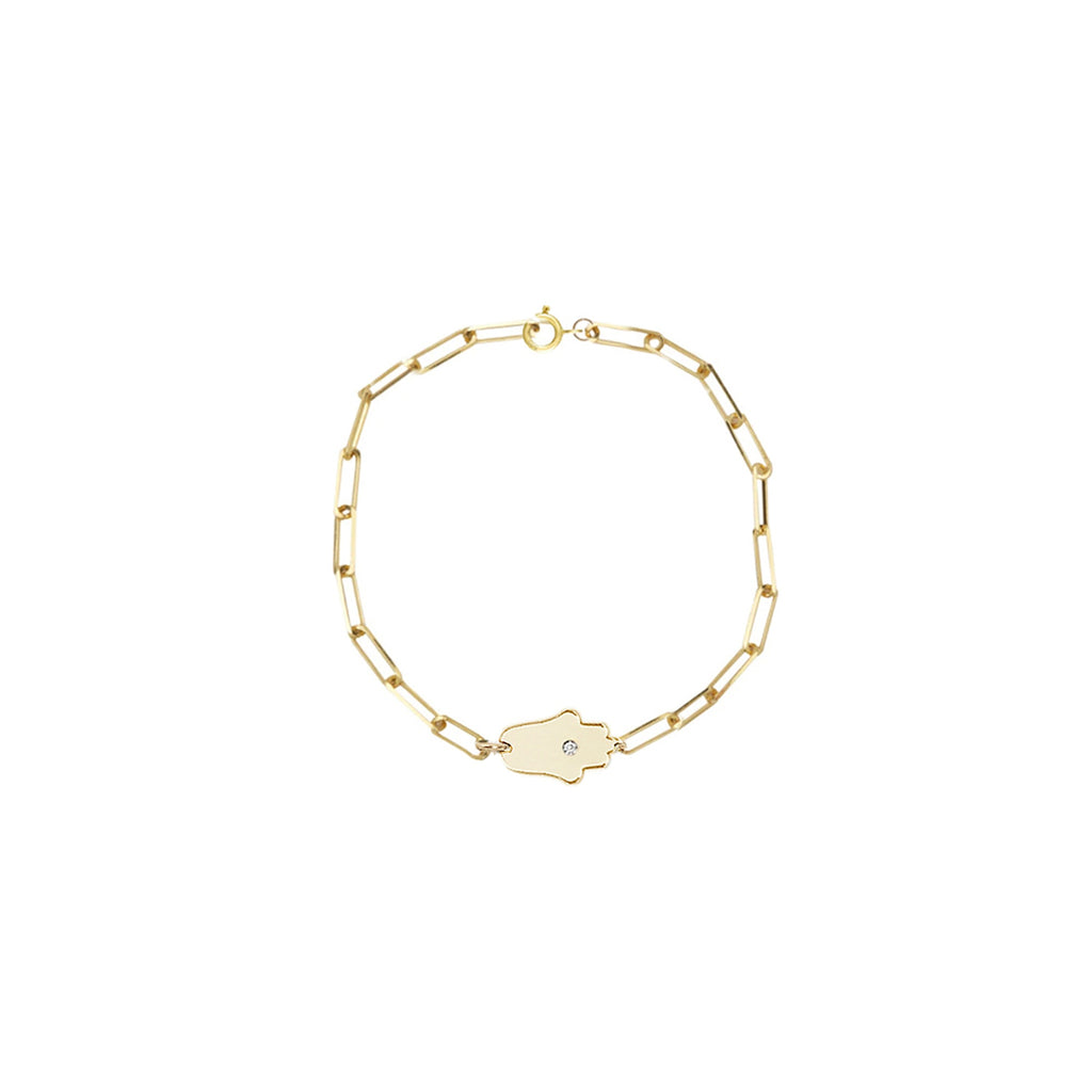 Dani Hamsa Diamond Paperclip Bracelet | Anklet