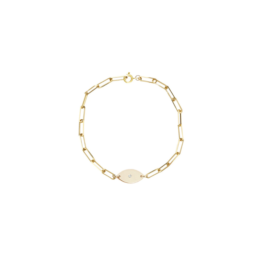 Dani Evil Eye Diamond Paperclip Bracelet | Anklet