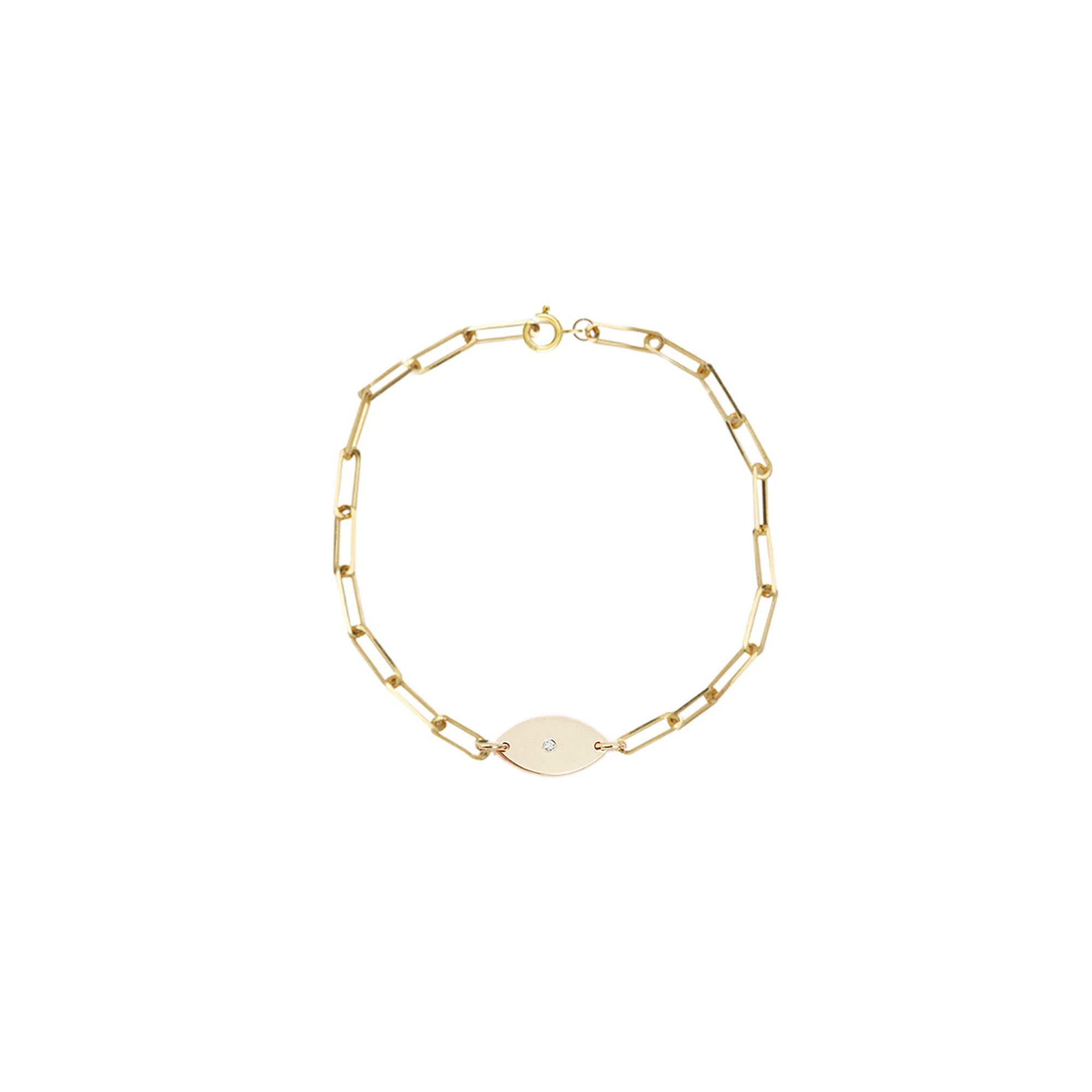 Dani Evil Eye Diamond Paperclip Bracelet | Anklet