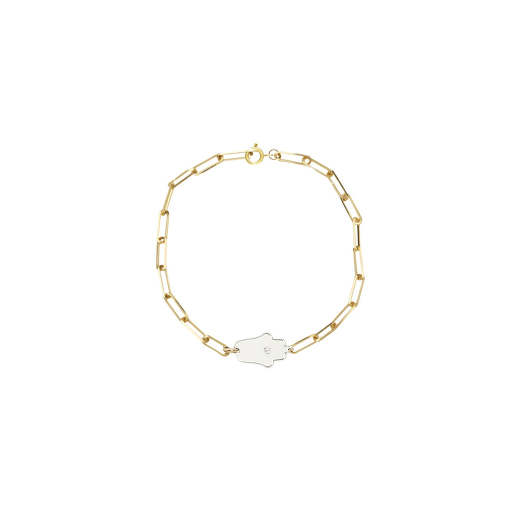 Dani Hamsa Diamond Paperclip Bracelet | Anklet