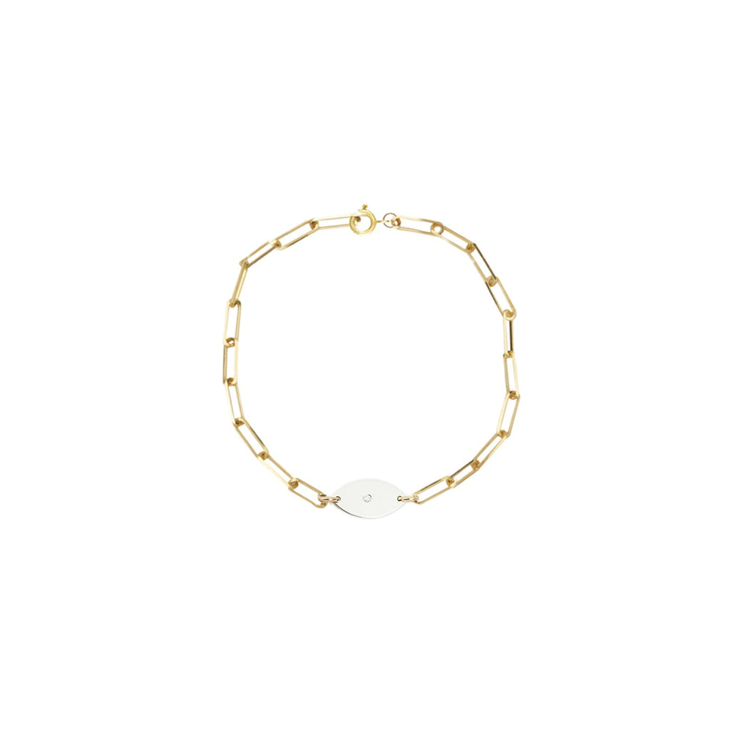 Dani Evil Eye Diamond Paperclip Bracelet | Anklet