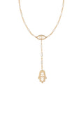 Steph Evil Eye and Hamsa Lariat Necklace