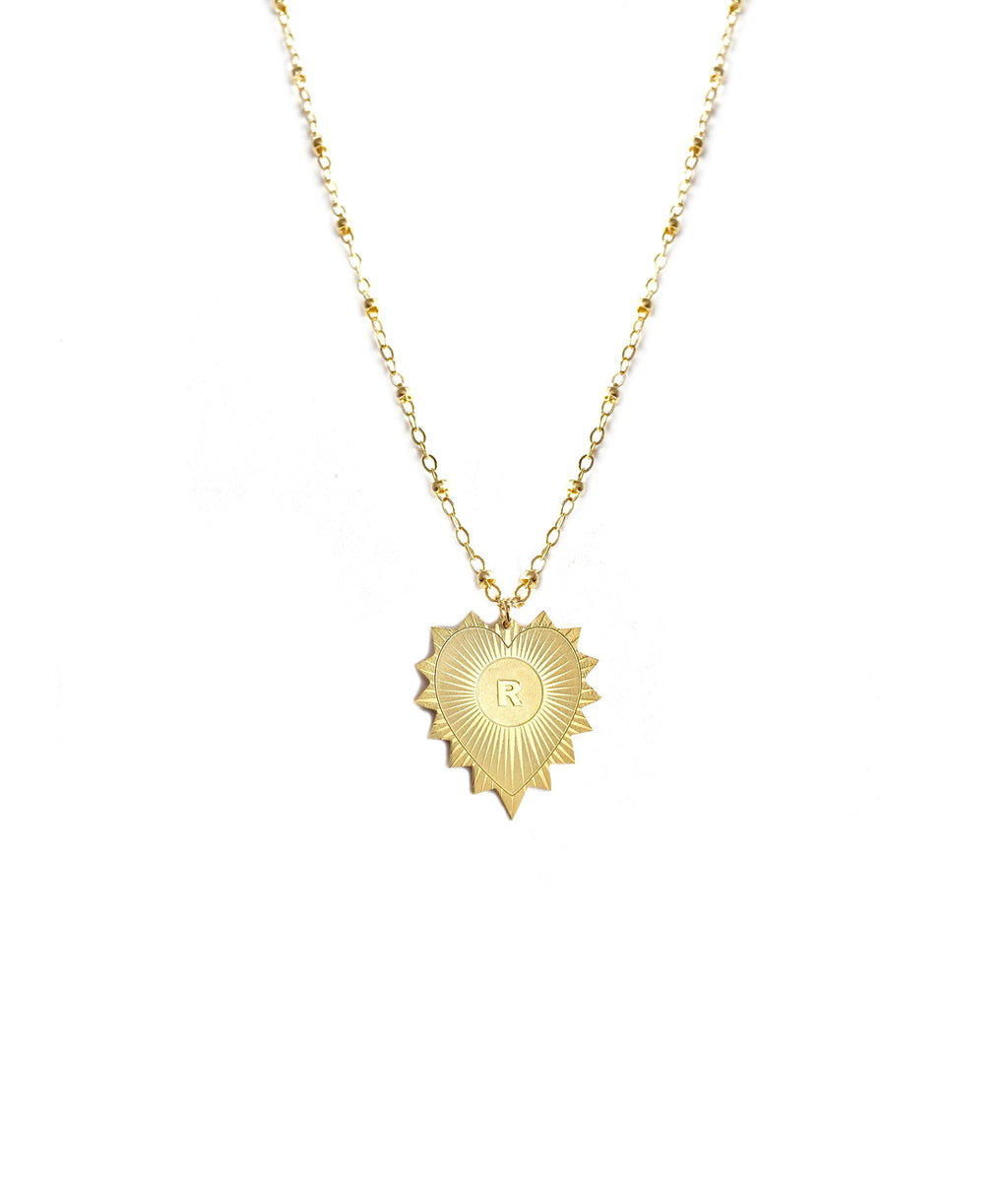 Vesta Initial Heart Medallion Necklace