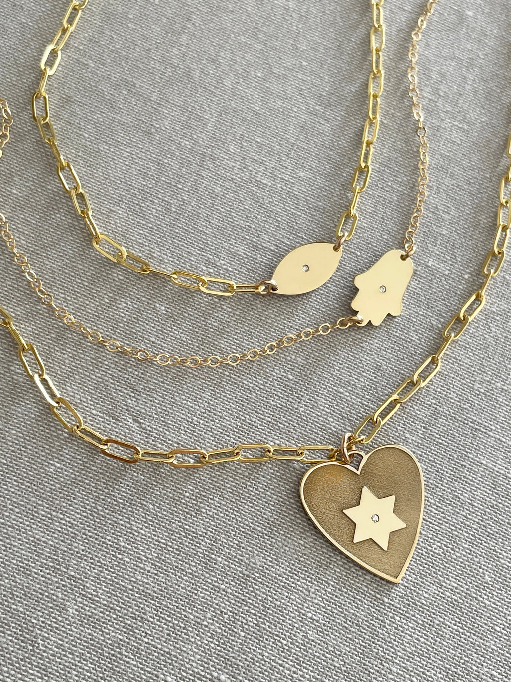 Heart Star of David Diamond Necklace