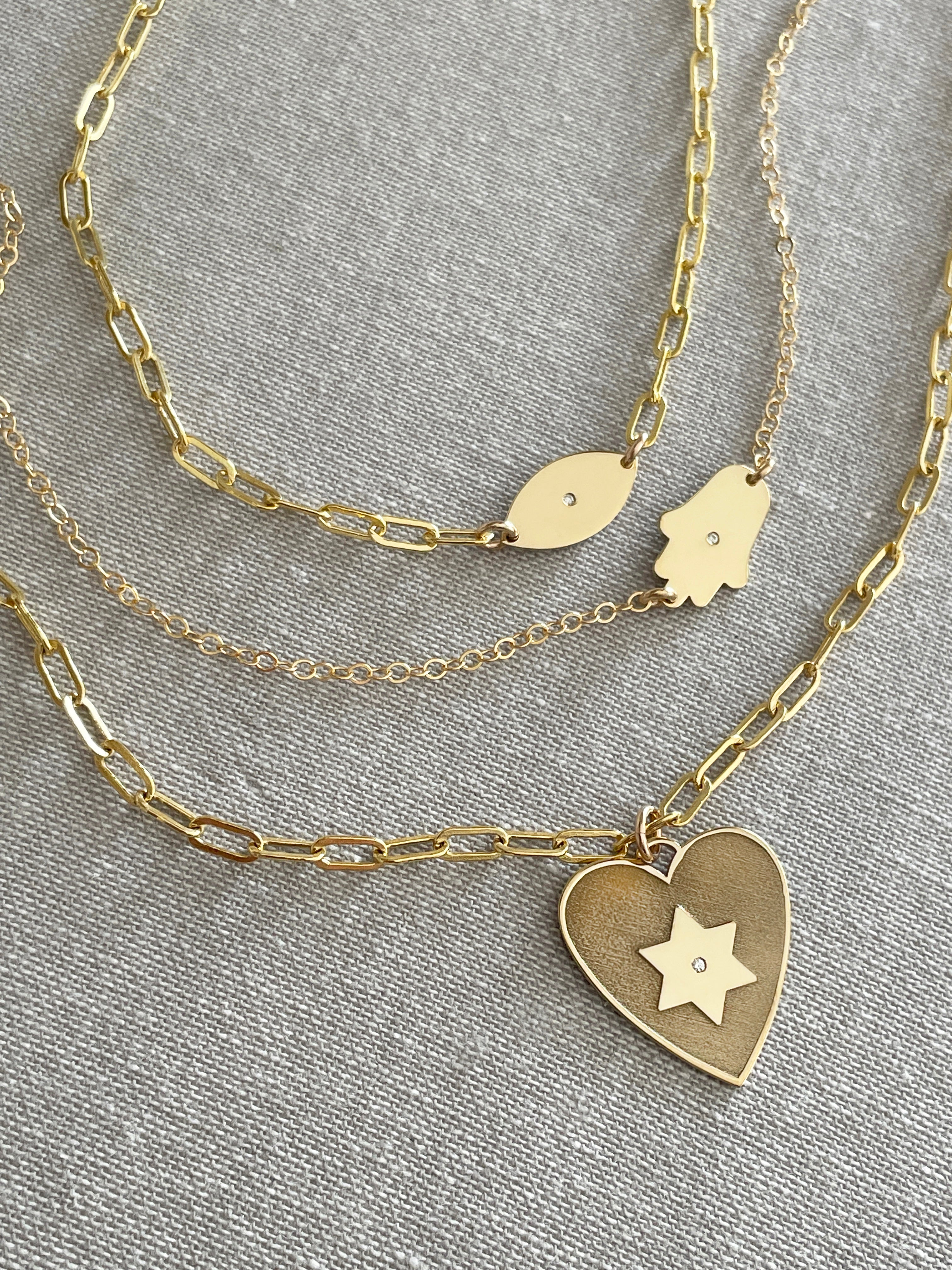 Heart Star of David Diamond Necklace