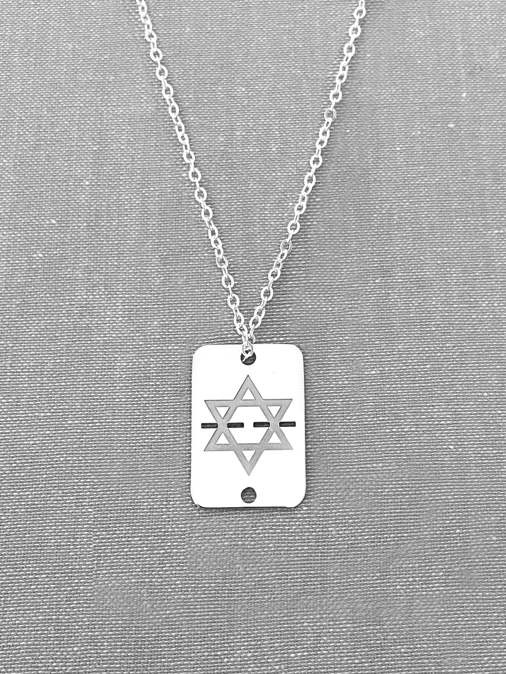 Shield Star of David ID Tag Necklace