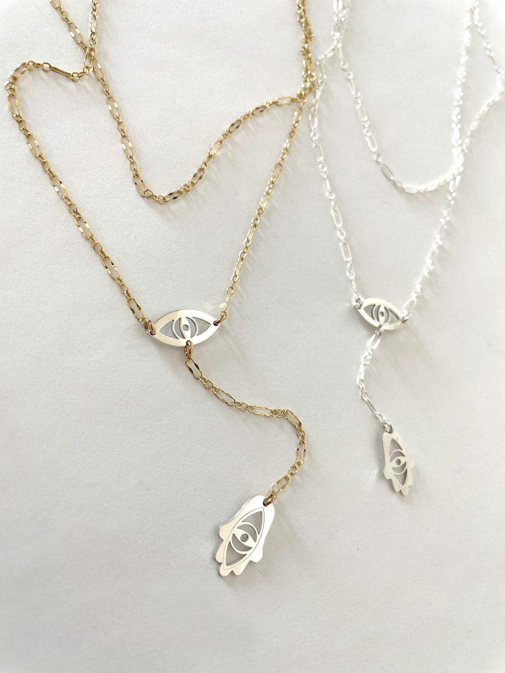 Steph Evil Eye and Hamsa Lariat Necklace
