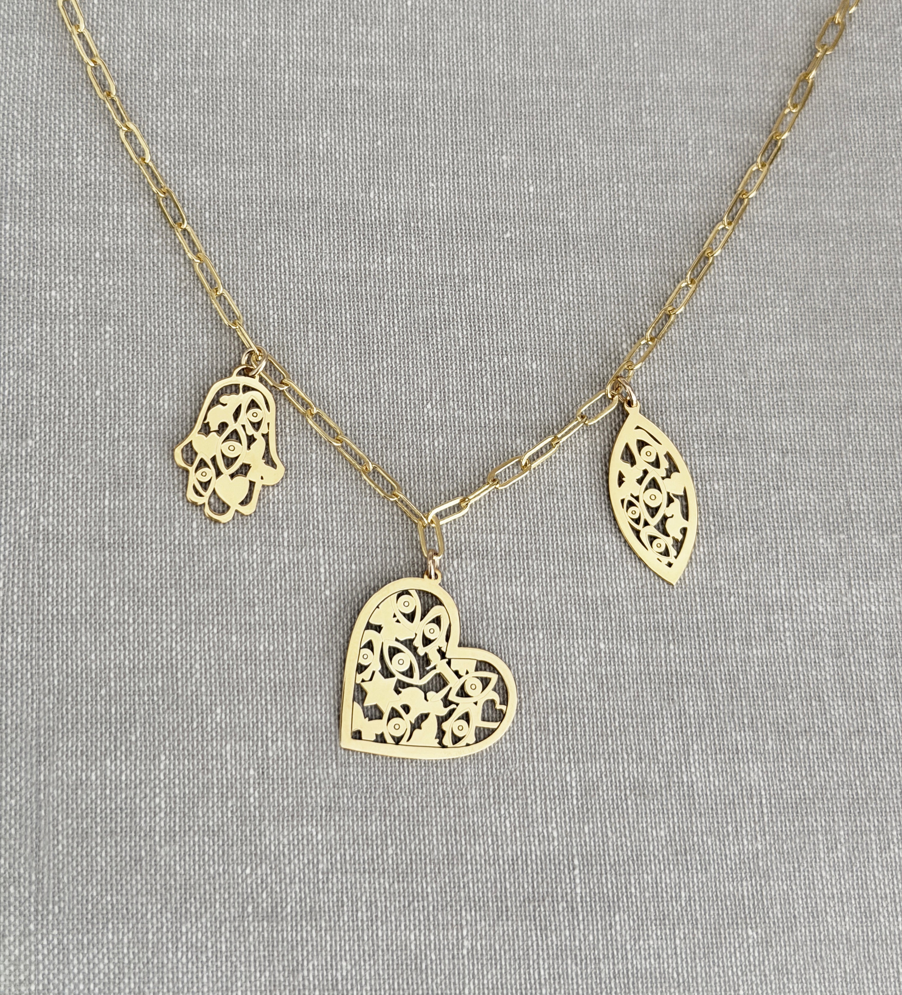 Mia Three Diamond Charm Necklace
