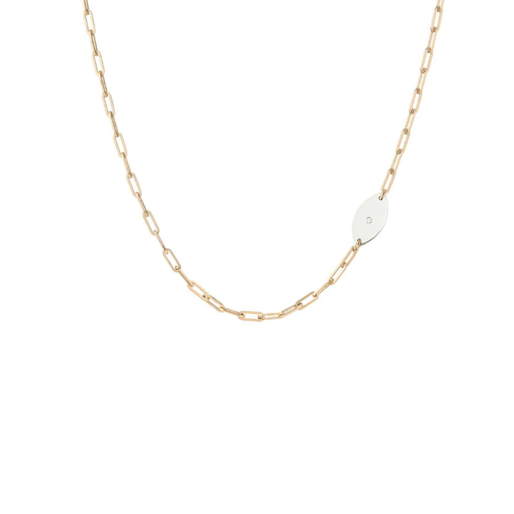 Dani Evil Eye Diamond Paperclip Necklace