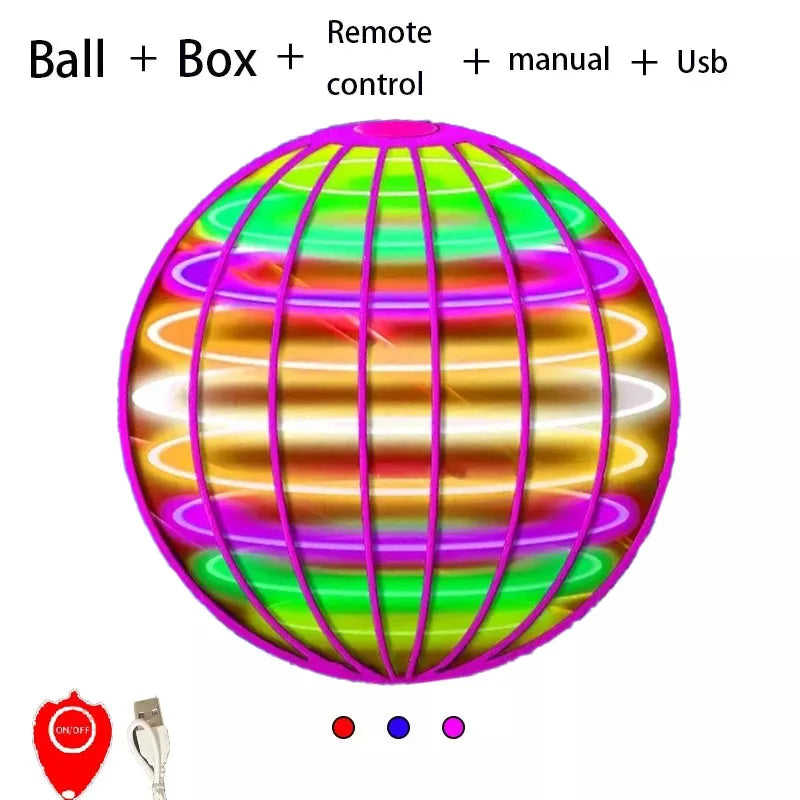 Flying Ball Toy Hand Control Flying Ball Magic Ball LED Light Boomerang Rotator 360° Mini Drone Flying Toy for Kids Family Gifts