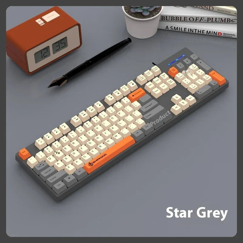 shipadoo104 Keys Gaming Keyboard with 3 Colors Keycaps USB Wired mechanical keyboard for Laptop Desktop PC Gamers