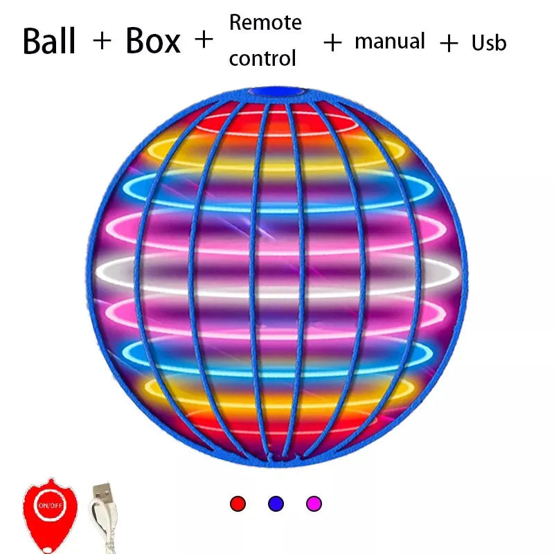 Fliegendes Ballspielzeug Handgesteuerter fliegender Ball Zauberkugel LED-Licht Bumerang Rotator 360° Mini-Drohne Flugspielzeug für Kinder Familiengeschenke