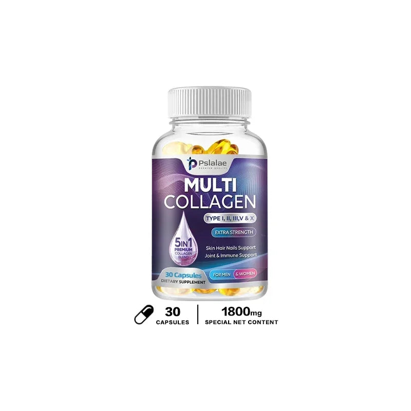 Multiple Collagen Complex - Type I, II, III, V, X, Grass Fed and Non-GMO Hydrolyzed Collagen Peptide Supplement