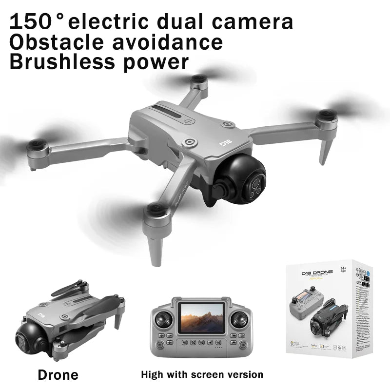 Neuer D18 Drohne 2025 mit 8K HD 150° elektrischer Dual-Kamera Winkel-Hindernisvermeidung Faltbarer Quadcopter für Luftaufnahmen Spielzeug