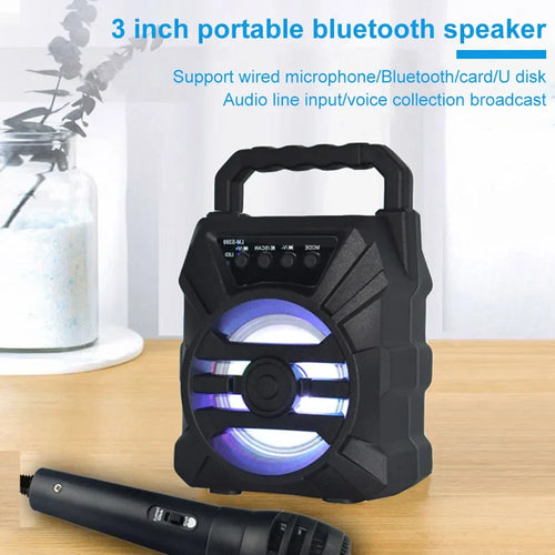 500mAh Bluetooth-Lautsprecher Soundbox Hochleistungs-Bluetooth-Lautsprecher TF Udisk Karaoke Handheld-Sound-Subwoofer für Tanz