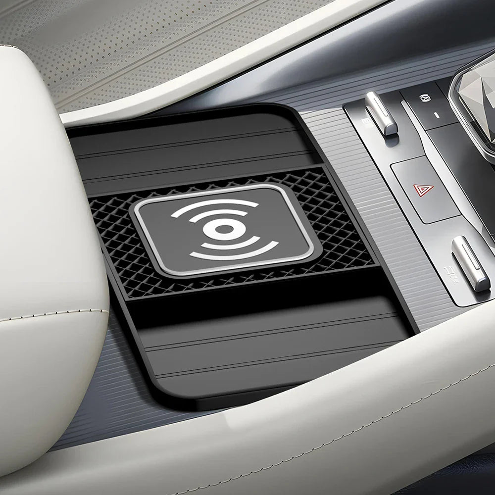 15W Fast Wireless Charging Pad , Non-Slip Rubber Mat for Car Storage, Lightweight USB-Powered Charger Compatible with Phone