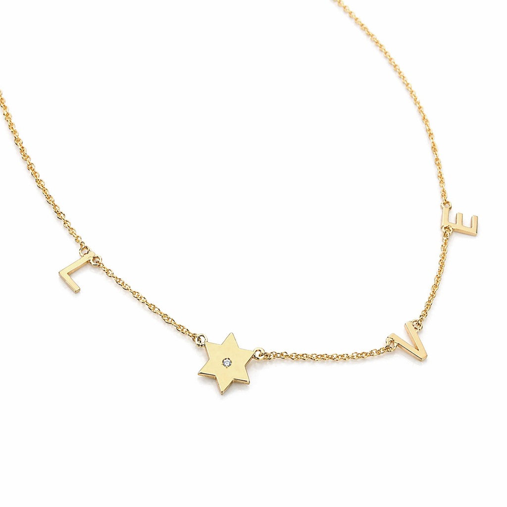Taly Initials and Star of David Diamond Necklace