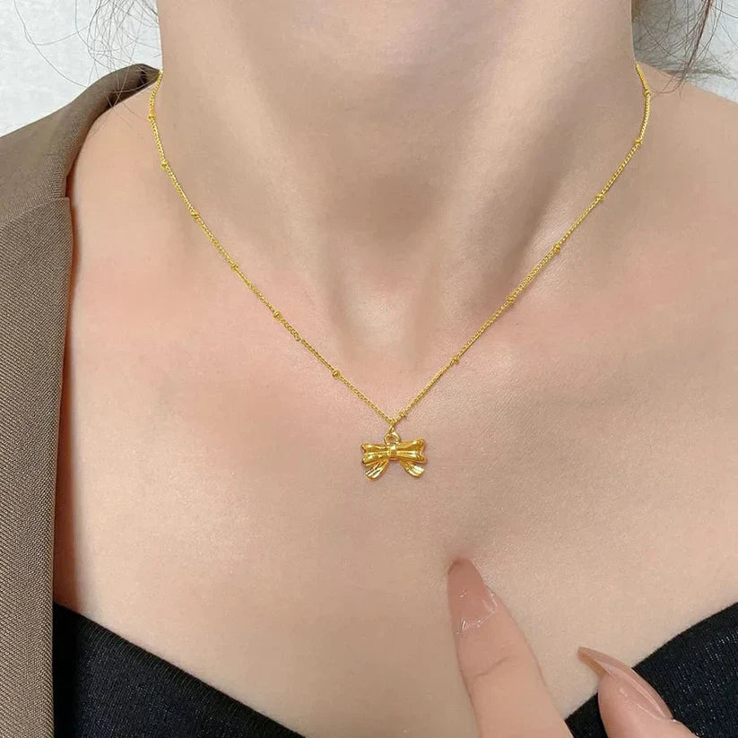 Dainty Bow Pendant Necklace