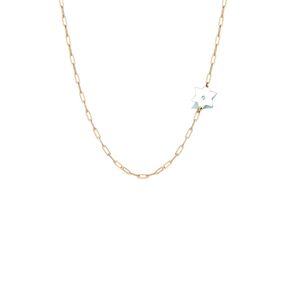 Dani Star of David Diamond Paperclip Necklace